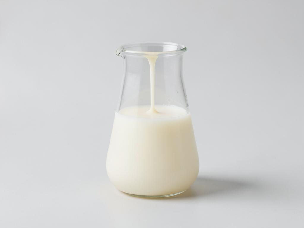 Tapioca syrup shown as a clear pale viscous syrup in a glass beaker in a neutral studio photograph