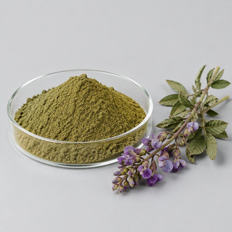 Tephrosia Purpurea Extract — Supplement Grade — studio photograph of fine extract powder, presented as a B2B sourcing category illustration
