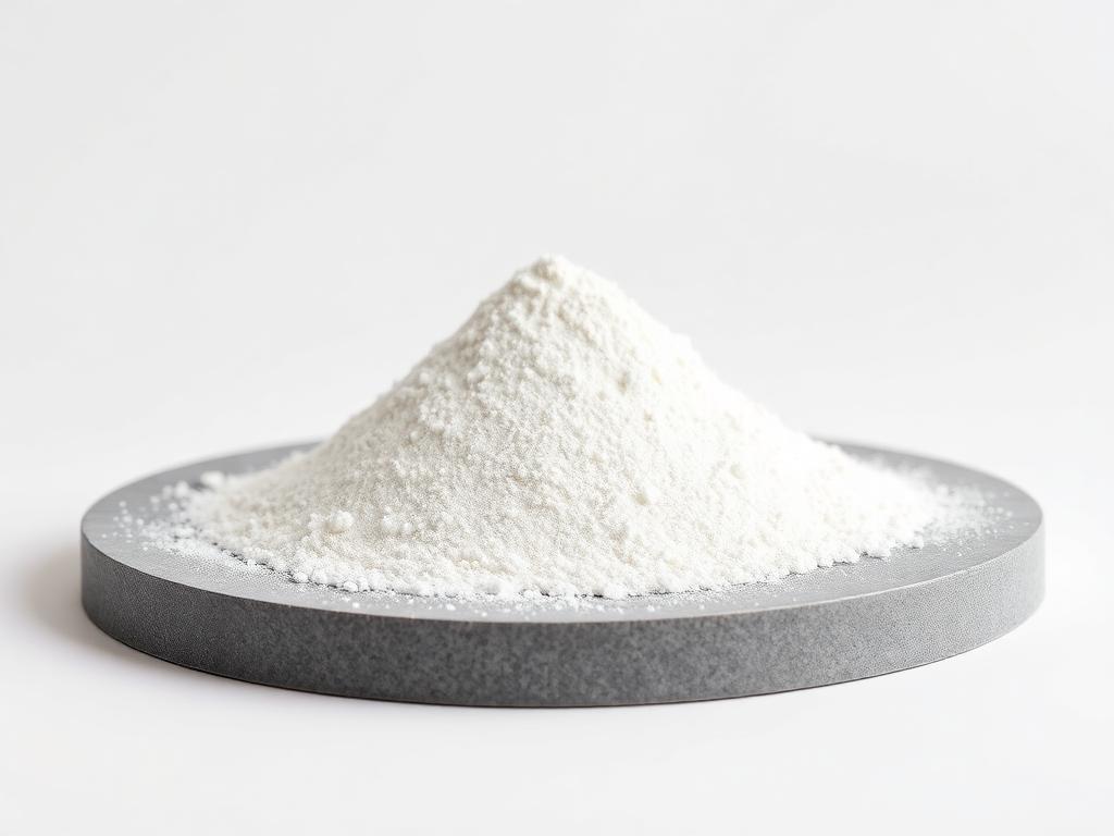 Tetrasodium pyrophosphate TSPP food grade white powder heap on a stone slab