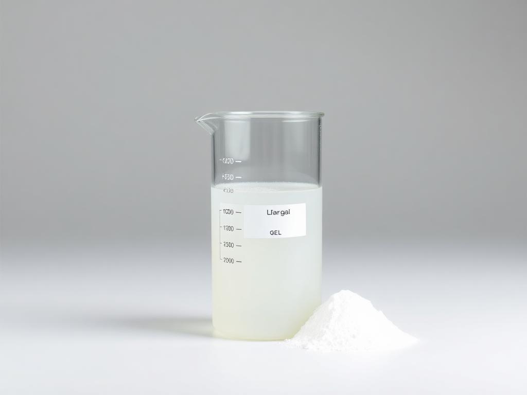 Studio category illustration for Thickeners & Rheology Modifiers — clear thickened gel and polymer powder