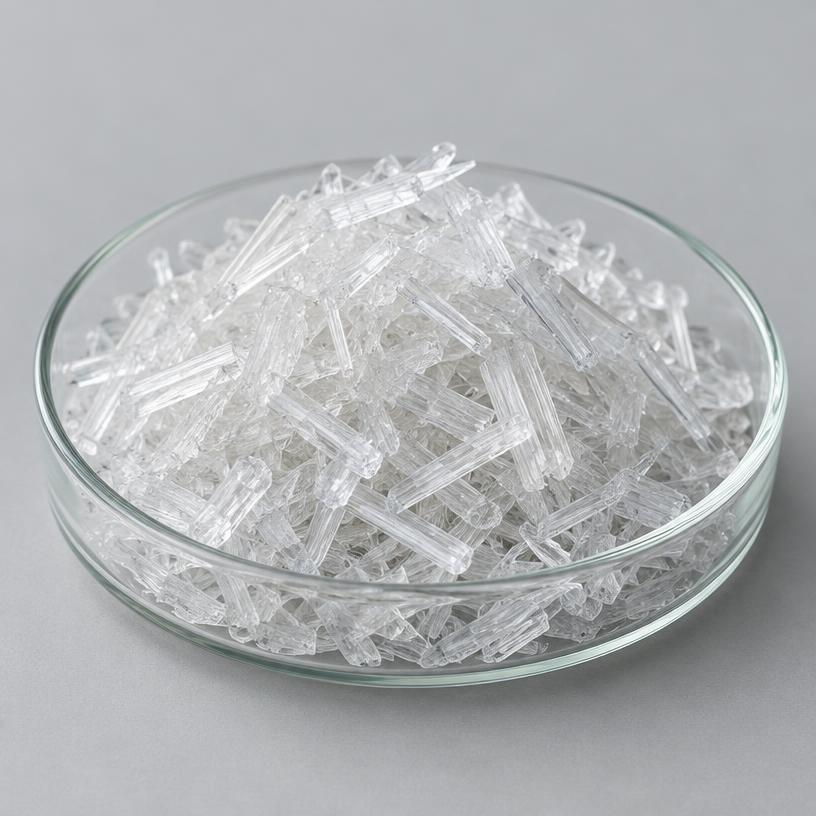 Thymol Crystals — Food & Flavour Grade — studio photograph of white crystalline solid, presented as a B2B sourcing category illustration