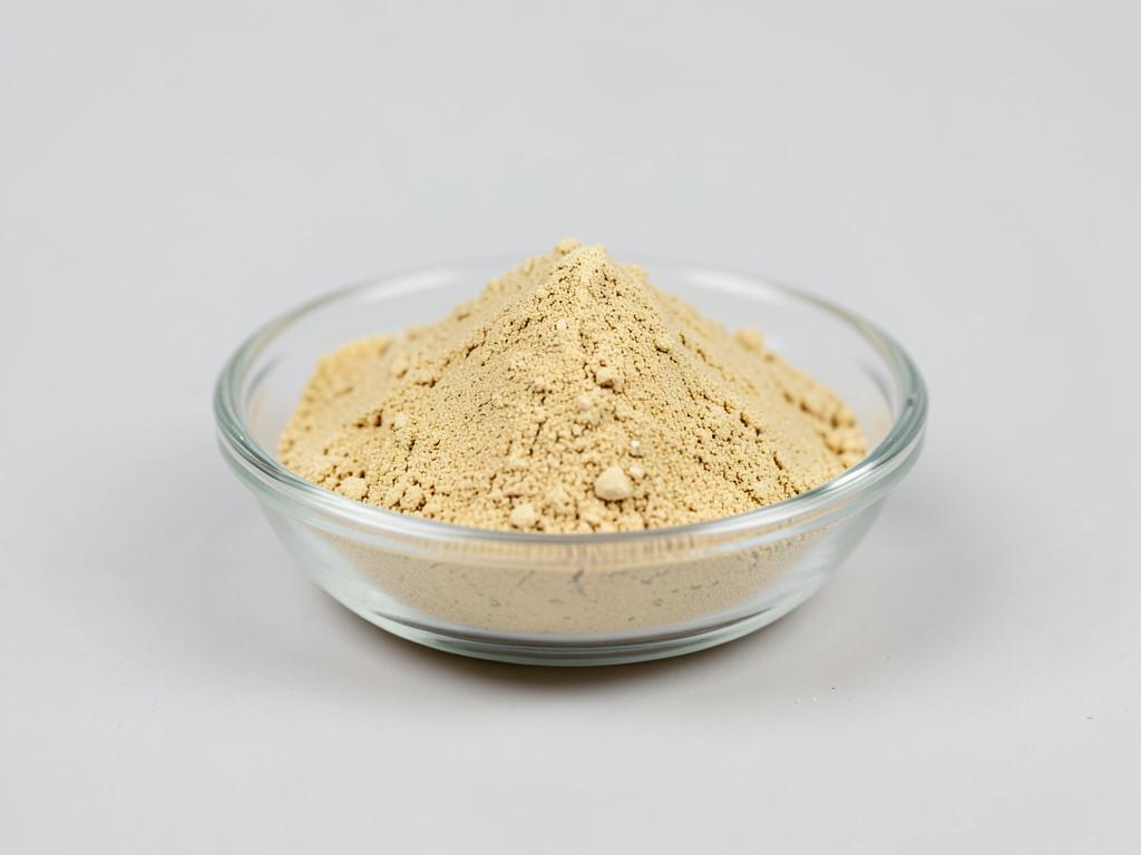 Tribulus Terrestris Extract (Saponins) shown as a fine concentrated extract powder in a shallow dish in a neutral studio photograph