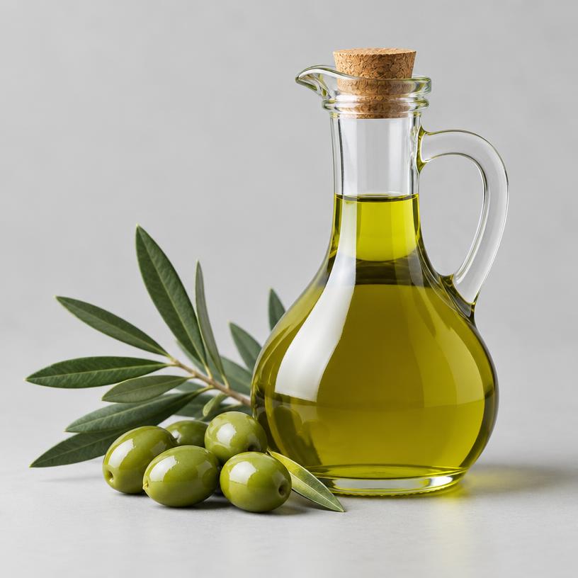 Virgin Olive Oil — Food Grade — studio photograph of green to golden oil, presented as a B2B sourcing category illustration