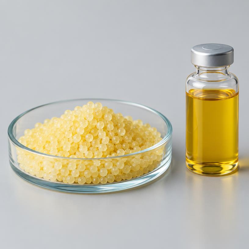 Vitamin A Acetate (Food Grade) — Food & Nutraceutical Grade — studio photograph of oil, or beadlet and spray-dried powder, presented as a B2B sourcing category illustration