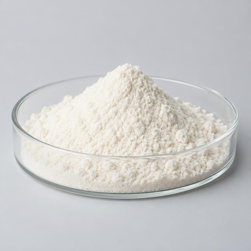Vitamin E Acetate Powder — Food & Nutraceutical Grade — studio photograph of free-flowing spray-dried powder, presented as a B2B sourcing category illustration