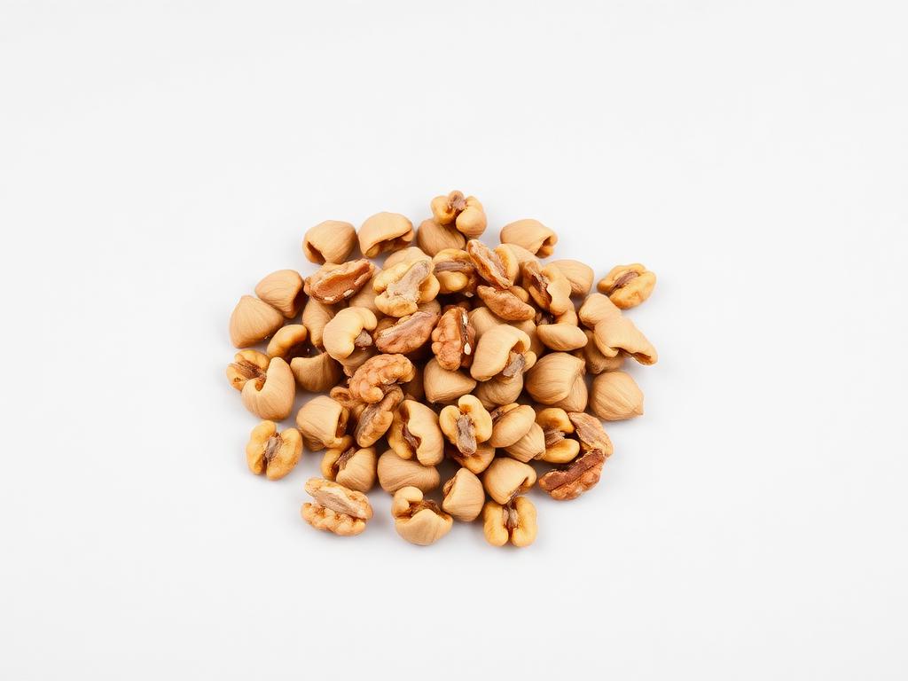 Walnuts shown as a neutral studio product photograph of the bulk material