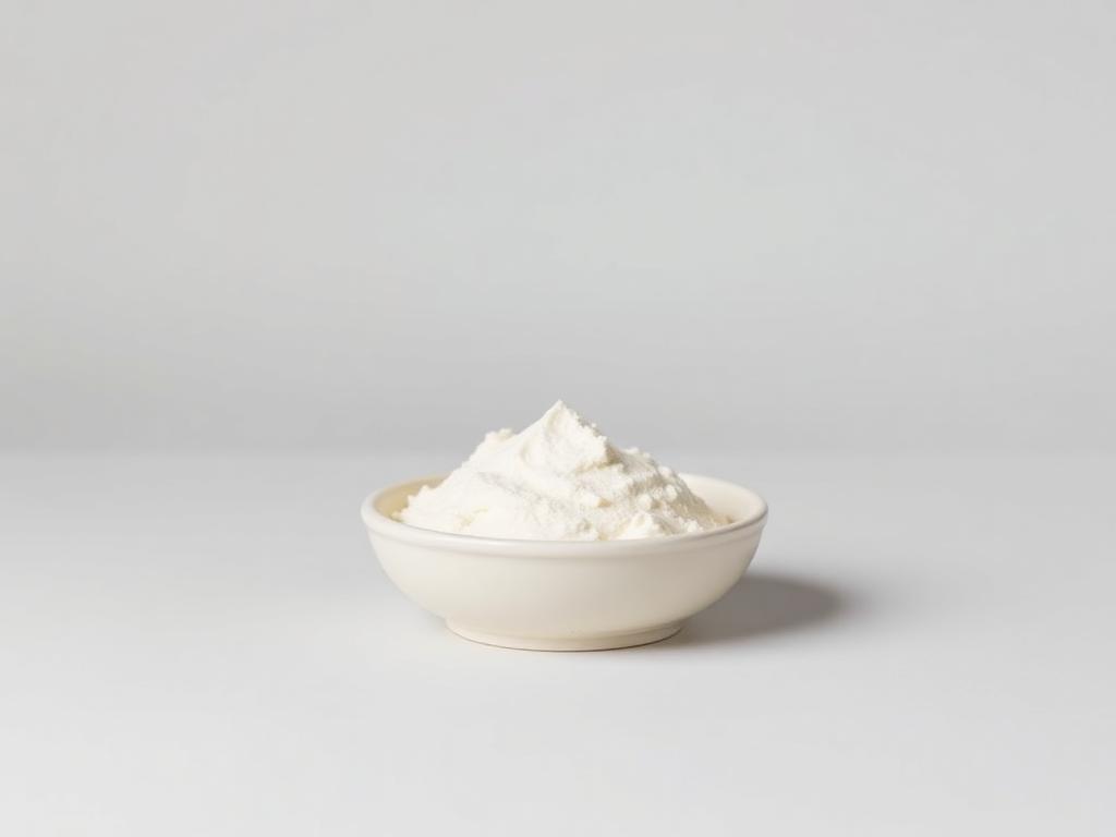 Whey Protein Concentrate (WPC) shown as a neutral studio product photograph of the bulk material