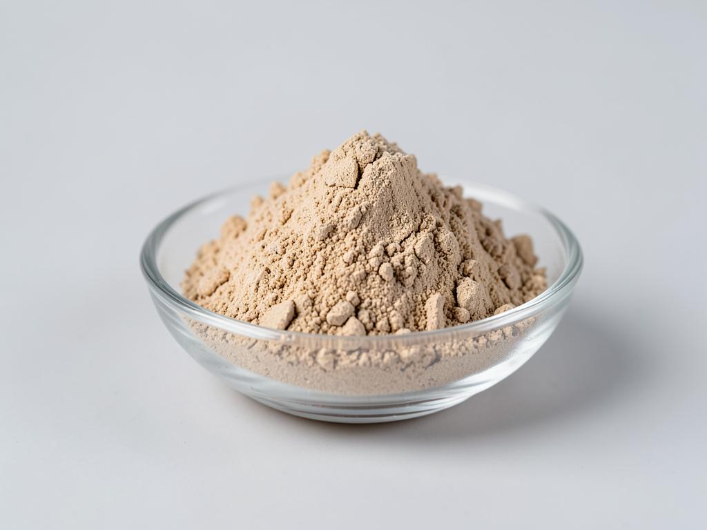 White Willow Bark Powder shown as a dried milled botanical powder in a shallow dish in a neutral studio photograph
