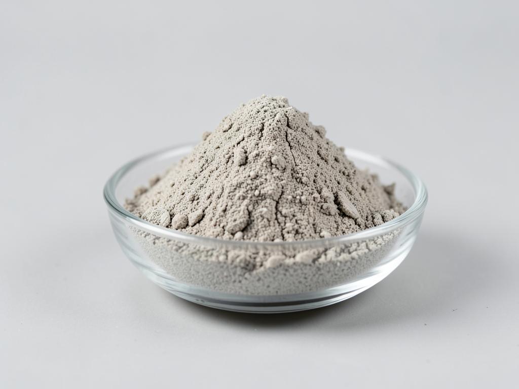 Witch Hazel Powder shown as a dried milled botanical powder in a shallow dish in a neutral studio photograph