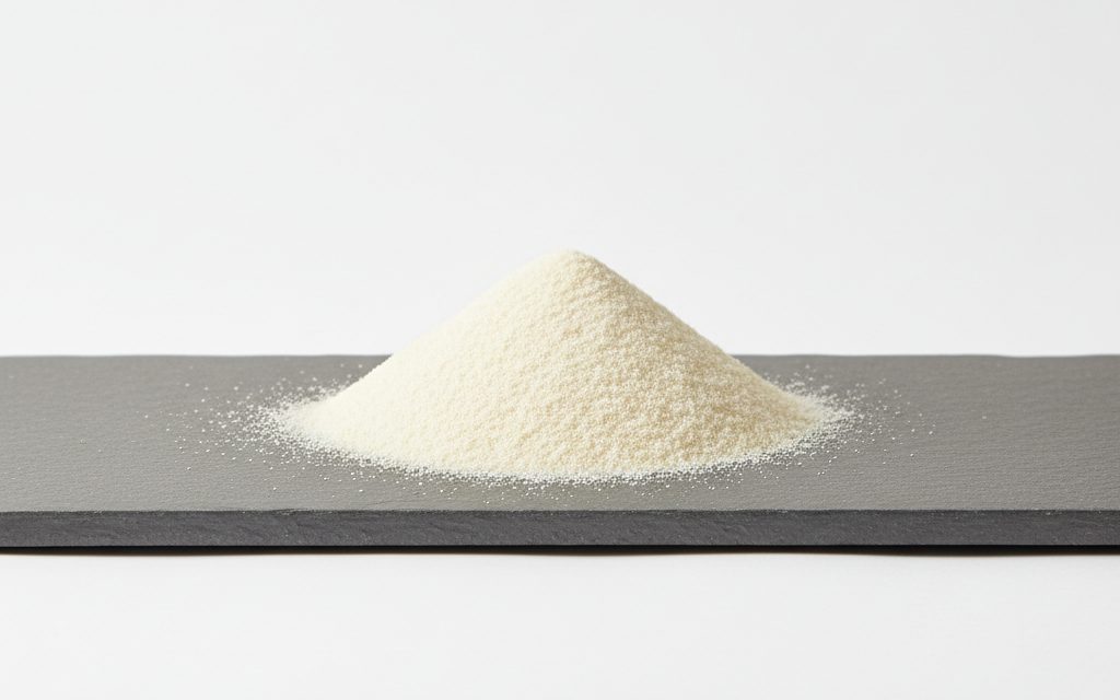 Food Grade 80 Mesh — creamy-white to light tan fine powder with a consistent particle size, providing a dry, non-clumping flowable consistency, studio product photograph