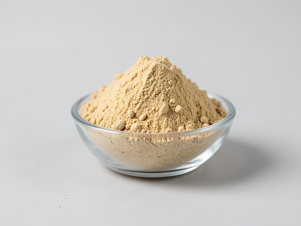 Yacon Fruit Powder shown as a fine dried fruit or vegetable powder in a shallow dish in a neutral studio photograph