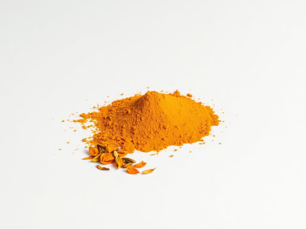 Zeaxanthin shown as a neutral studio product photograph of the bulk material