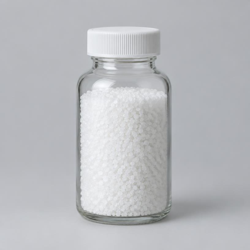 Zinc Chloride — Industrial Grade — studio photograph of white crystalline solid or solution, presented as a B2B sourcing category illustration
